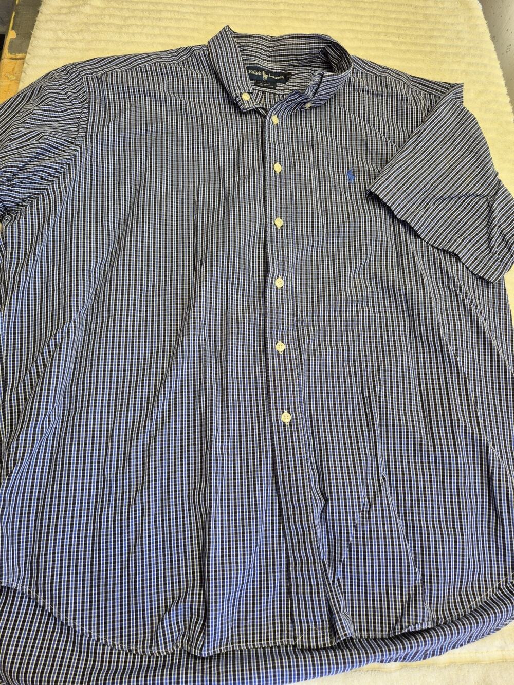 Ralph Lauren Shirt Men's XL Blake Navy Cotton Short Sleeve Button Down